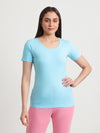 T.T. Women Slim Fit 100% Cotton Cool Round Neck Half Sleev Solid Tshirt  Turquoise