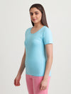 T.T. Women Slim Fit 100% Cotton Cool Round Neck Half Sleev Solid Tshirt  Turquoise