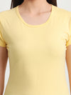 T.T. Women Slim Fit 100% Cotton Cool Round Neck Half Sleev Solid TshirtYellow