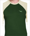 HiFlyers Men Round Neck Full Sleeve Cut & Sew Green T-Shirt