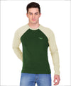 HiFlyers Men Round Neck Full Sleeve Cut & Sew Green T-Shirt