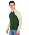 HiFlyers Men Round Neck Full Sleeve Cut & Sew Green T-Shirt