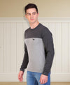 HiFlyers Men Round Neck Full Sleeve Cut & Sew Anthra-Grey T-Shirt