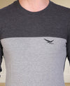 HiFlyers Men Round Neck Full Sleeve Cut & Sew Anthra-Grey T-Shirt