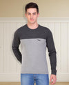 HiFlyers Men Round Neck Full Sleeve Cut & Sew Anthra-Grey T-Shirt