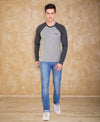 HiFlyers Men Round Neck Full Sleeve Cut & Sew Grey-Anthra T-Shirt