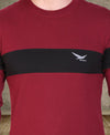 HiFlyers Men Round Neck Full Sleeve Cut & Sew Maroon T-Shirt