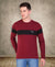 HiFlyers Men Round Neck Full Sleeve Cut & Sew Maroon T-Shirt