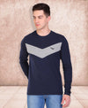 HiFlyers Men Round Neck Full Sleeve Cut & Sew Navy T-Shirt