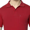 T.T. Men'S Solid Sinker Polo Tshirts With PocketRed
