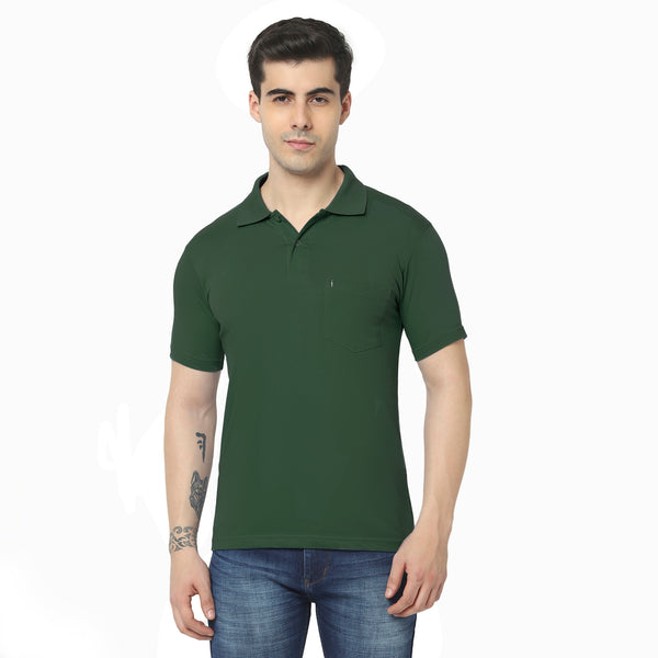 T.T. Men'S Solid Sinker Polo Tshirts With PocketOlive