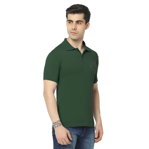 T.T. Men'S Solid Sinker Polo Tshirts With PocketOlive