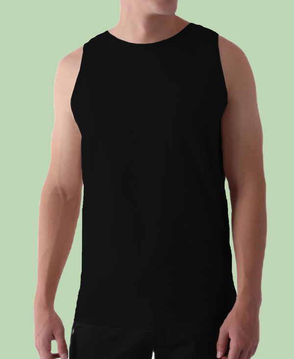 T.T. Men’S Cotton Vest|Premium Melange Cotton|Regular Fit|Soft, Breathable, Fade-Resistant | Anti-Bacterial & Lightweight | Ideal For Gym/Sports Activities|Pack Of 1|Black