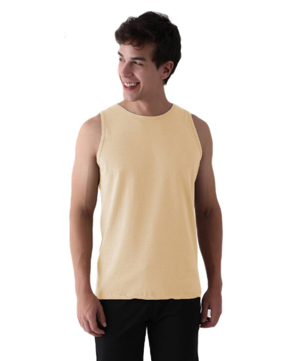 T.T. Men’S Cotton Vest|Premium Melange Cotton|Regular Fit|Soft, Breathable, Fade-Resistant | Anti-Bacterial & Lightweight | Ideal For Gym/Sports Activities|Pack Of 1|Tan