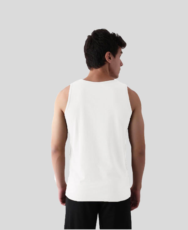 Almo Men’S Cotton Vest|Premium Melange Cotton|Regular Fit|Soft, Breathable, Fade-Resistant | Anti-Bacterial & Lightweight | Ideal For Gym/Sports Activities|Pack Of 1|White