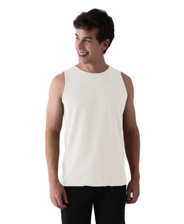 Almo Men’S Cotton Vest|Premium Melange Cotton|Regular Fit|Soft, Breathable, Fade-Resistant | Anti-Bacterial & Lightweight | Ideal For Gym/Sports Activities|Pack Of 1|White