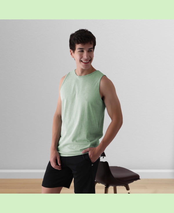 T.T. Men’S Organic Cotton Vest|Premium Melange Cotton|Regular Fit|Soft, Breathable, Fade-Resistant | Anti-Bacterial & Lightweight | Ideal For Gym/Sports Activities|Pack Of 1|Green