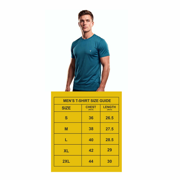 T.T. Men Dri-Fit Polyester Dot- Knit Fabric Round Neck Tees Teal