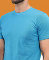 T.T. Men Eco Friendly (Cotton Rich) Recycled Fabric Solid Round Neck Regular Fit Teal Blue
