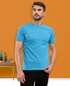 T.T. Men Eco Friendly (Cotton Rich) Recycled Fabric Solid Round Neck Regular Fit Teal Blue