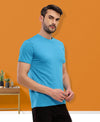 T.T. Men Eco Friendly (Cotton Rich) Recycled Fabric Solid Round Neck Regular Fit Teal Blue