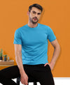 T.T. Men Eco Friendly (Cotton Rich) Recycled Fabric Solid Round Neck Regular Fit Teal Blue