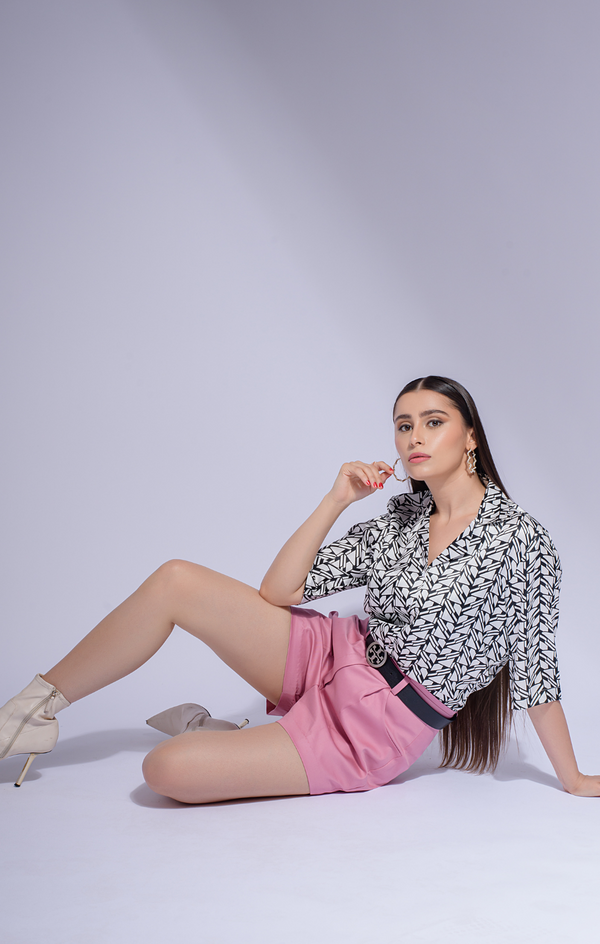 Garden Party Pink Cotton Shorts