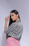 Luxe prism geometric satin shirt