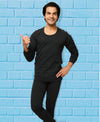 T.T. Men Regular Fit Super Soft, Super Warm Cotton Rich With Elastomeric Finish Thermal Set -Black
