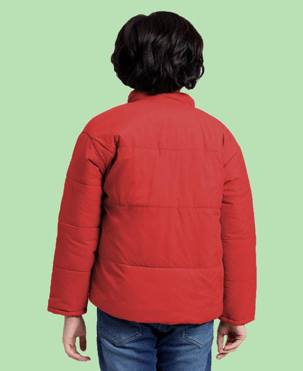 HiFlyers Boys Regular Fit | Polyster |Fluffy Full Sleeves |Quilted Insulation|High Neck Stand Collar|Zipper Jacket -Coral