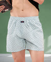 HiFlyers Men Regular Fit Printed Super Combed Cotton Woven Boxer Short Pack Of 1 White