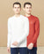 T.T. Men Cotton Polyster Regular Fit Solid Full Sleeve T-Shirt Pack Of 2 (White-Orange )