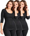 T.T. Women Regular Fit Cotton Rich With Elastomeric Finish 3/4Th Slip Pack Of 3-Black
