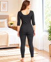T.T. Women Regular Fit Cotton Rich With Elastomeric Finish 3/4Th Slip -Trouser Thermal Set -Black