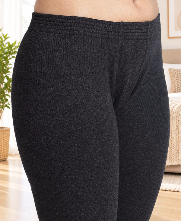 T.T. Women Regular Fit Cotton Rich With Elastomeric Finish Thermal Trouser Pack Of 1-Black