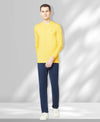 T.T. Men Yellow Cotton Polyster Regular Fit Solid Sweatshirt Style Tshirt