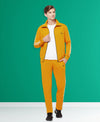 HiFlyers Mens Yellow Regular FitSolid Fleece Tracksuit