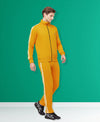 HiFlyers Mens Yellow Regular FitSolid Fleece Tracksuit