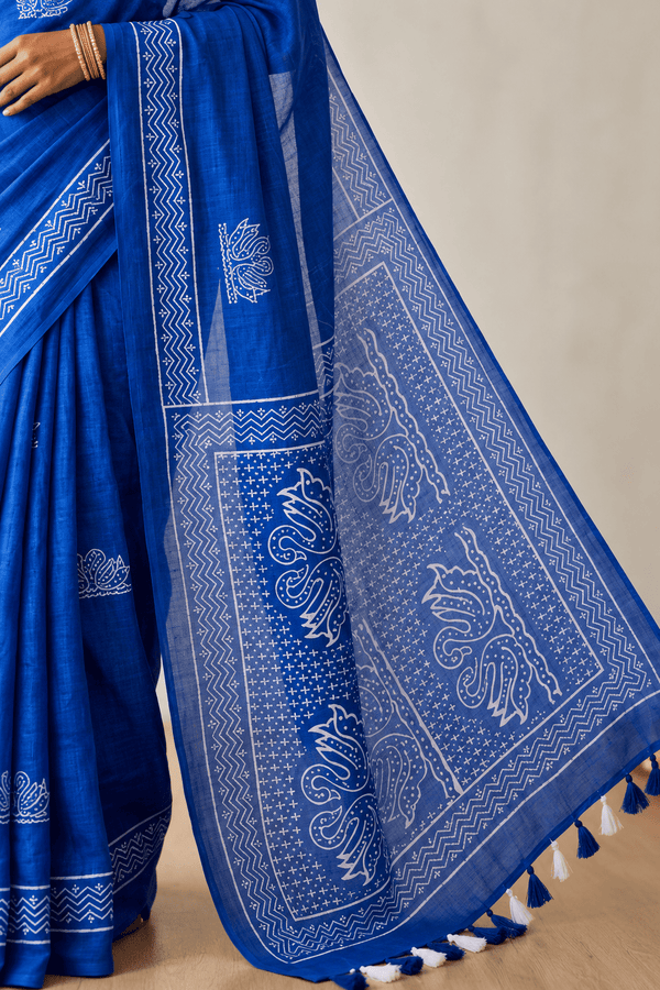 Elampillai Semi LEnin cotton saree with Blouse Piece