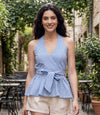 Blue Cheks Halterneck Top