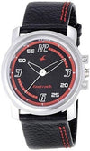 Quartz Analog Black Dial Leather Strap Watch for Guys