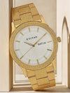 Karishma with Day & Date White Dial Golden SS Strap Analog Watch- For Men
