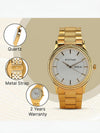 Karishma with Day & Date White Dial Golden SS Strap Analog Watch- For Men