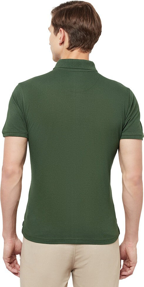 HiFlyers Men's Cotton Polo T-Shirt with Chest Logo Olive