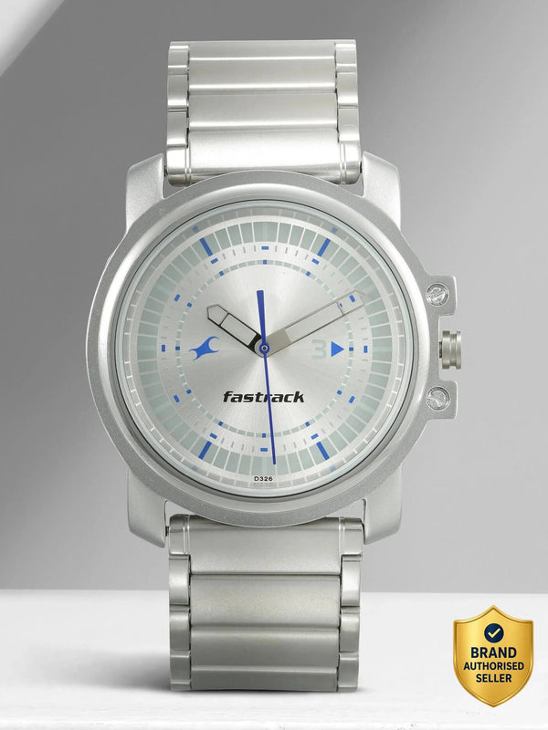 Quartz Analog Silver Dial Silver Stainless Steel Strap Watch for Men