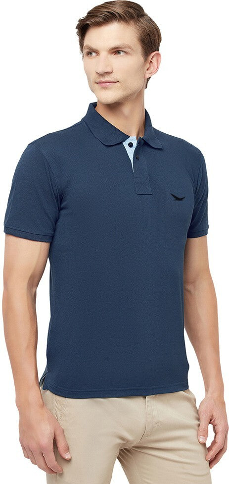HiFlyers Men's Cotton Polo T-Shirt with Chest Logo Airforce