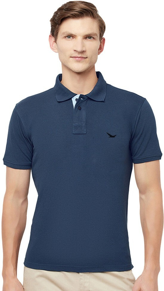 HiFlyers Men's Cotton Polo T-Shirt with Chest Logo Airforce