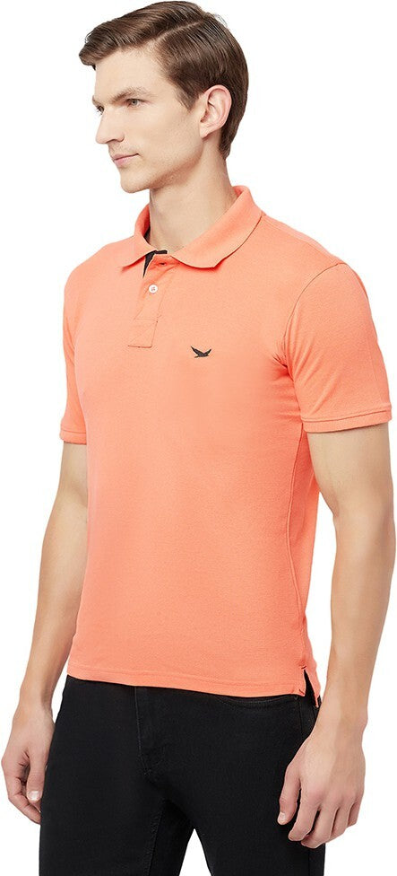 HiFlyers Men's Cotton Polo T-Shirt with Chest Logo Orange