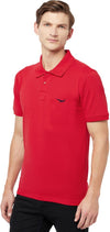 HiFlyers Men's Cotton Polo T-Shirt with Chest Logo Red