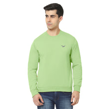 Hiflyers Men Slim Fit Solid Cotton Fleece Sweatshirt -Pista Green